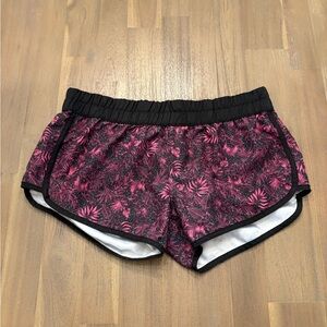 Women's Pink Tropical Patterned Running Exercise Shorts